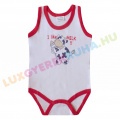IRREGULAR! Bambibel ujjatlan pamut body, kombidressz - I like Milk (piros)