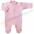 UTOLSÓ! - Bambibel hátul gombolós pamut rugdalózó, baba kezeslábas, lány pizsama - Chic (rózsaszín)