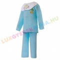 AKCIÓS - 75% Háromrészes pamut gyerek pizsama (Póló, nadrág, nyálfogó) - türkiz