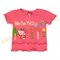 UTOLSÓ! - Hello Kitty mintás rövid ujjú nyári pamut póló, kislány felső - Fodros erdő