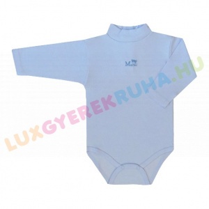AKCIÓS - 50% Manai elegáns hosszú ujjú pamut body, kombidressz - Garbó nyakú, kék