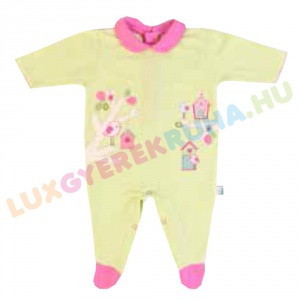 UTOLSÓ! - F.S. Baby hátul gombolós pamut rugdalózó lányoknak, kezeslábas, pizsama - Pio Pio