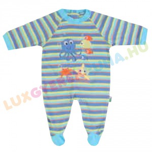 UTOLSÓ! - F.S. Baby hátul gombolós pamut rugdalózó fiúknak, kezeslábas, pizsama - FS Friends