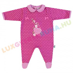 UTOLSÓ! - F.S. Baby hátul gombolós pamut rugdalózó lányoknak, kezeslábas, pizsama - Cute Heart