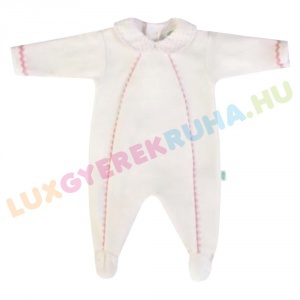 UTOLSÓ! - F.S. Baby hátul gombolós alkalmi plüss rugdalózó lányoknak, kezeslábas, pizsama - Classic Pink