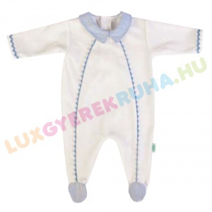UTOLSÓ! - F.S. Baby hátul gombolós alkalmi plüss rugdalózó fiúknak, kezeslábas, pizsama - Classic Blue