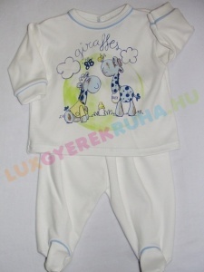 UTOLSÓ! - F.S. Baby kétrészes pamut rugdalózó fiúknak (hosszú ujjú póló lábfejes nadrággal) - Zsiráf