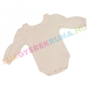AKCIÓS - 20% Lux hosszú ujjú elegáns, galléros body, aklami kombidressz húzott ujjal (Ekrü)